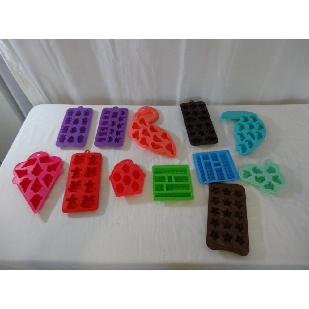 Candy Molds Silicone Brick Bird Bear Duck Christmas‎ Ice Cream  Lot of 12